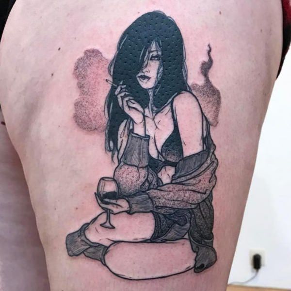 oberschenkeln tattoo 161