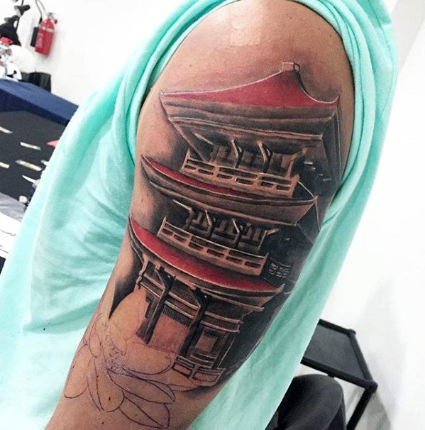 japanischer tempel schreine tattoo 55