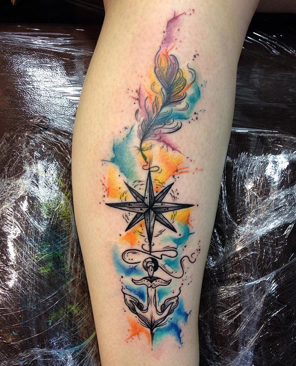 150 Tattoos auf der Wade