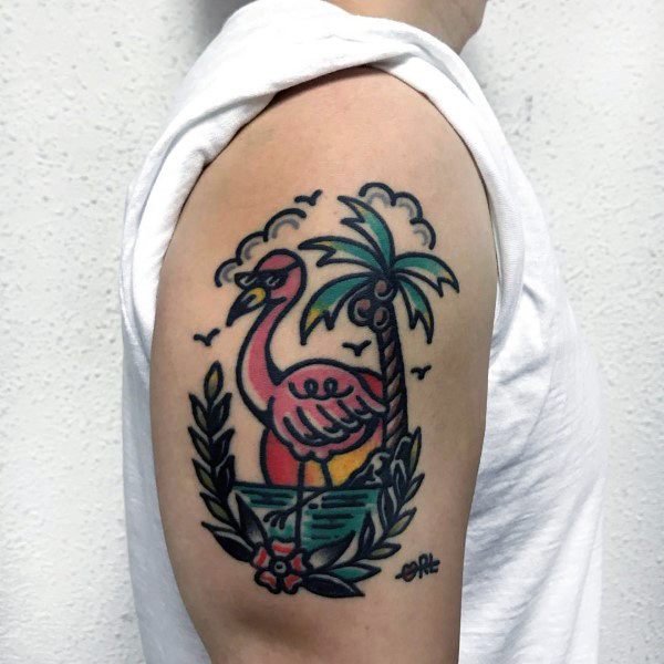 tatouage flamant rose 65