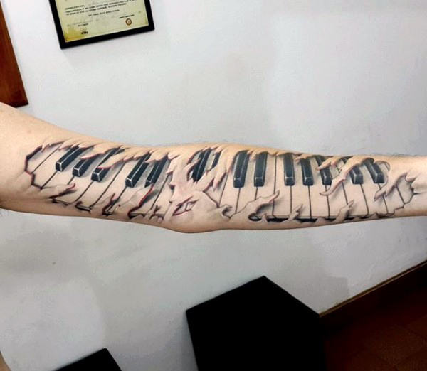 tatouage piano clavier 85