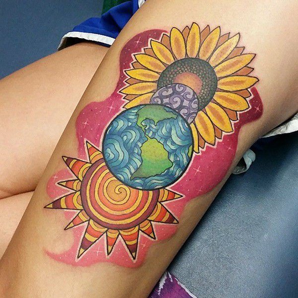 tatouage soleil 222