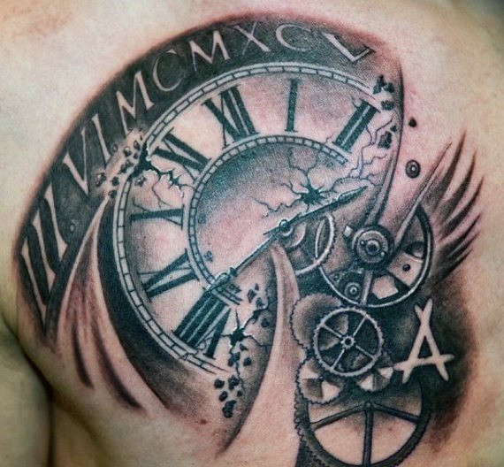 tatouage horloge 123