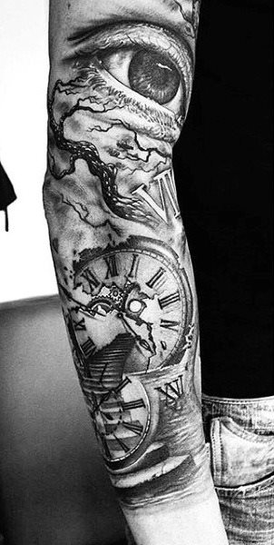 tatouage horloge 49
