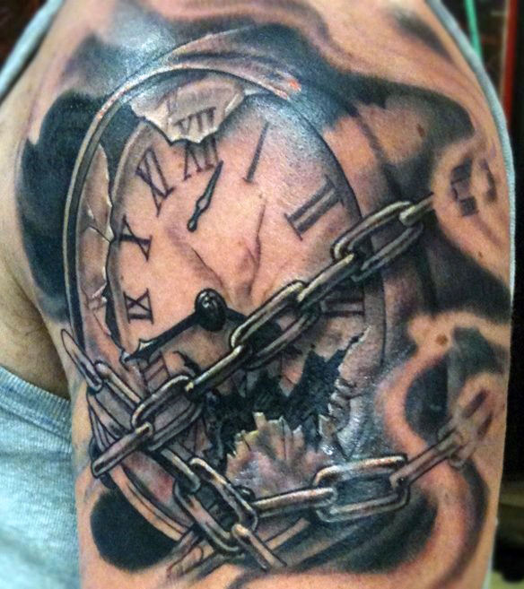 tatouage horloge 63