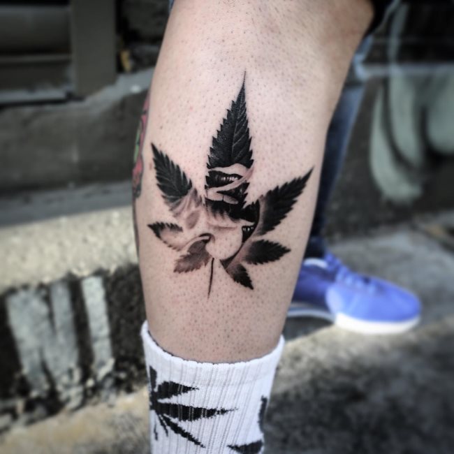 tatouage marijuana cannabis 91