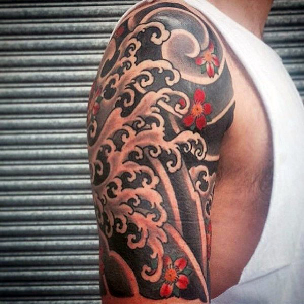tatouage vagues japonaises 87