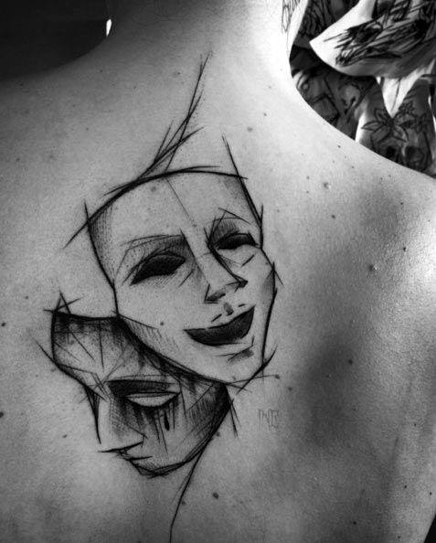 tatouage masques de theatre 88