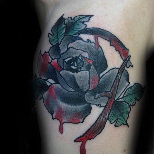 tatouage rose noire 07