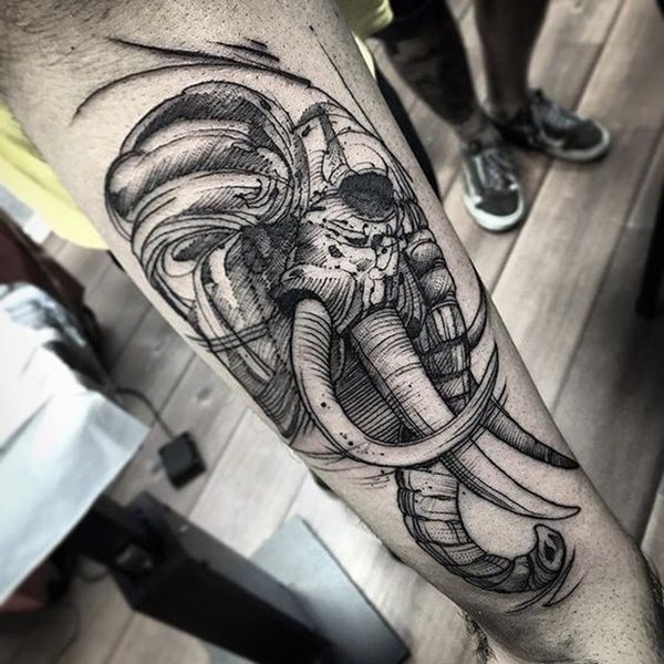 dessin tatouage elephant 726