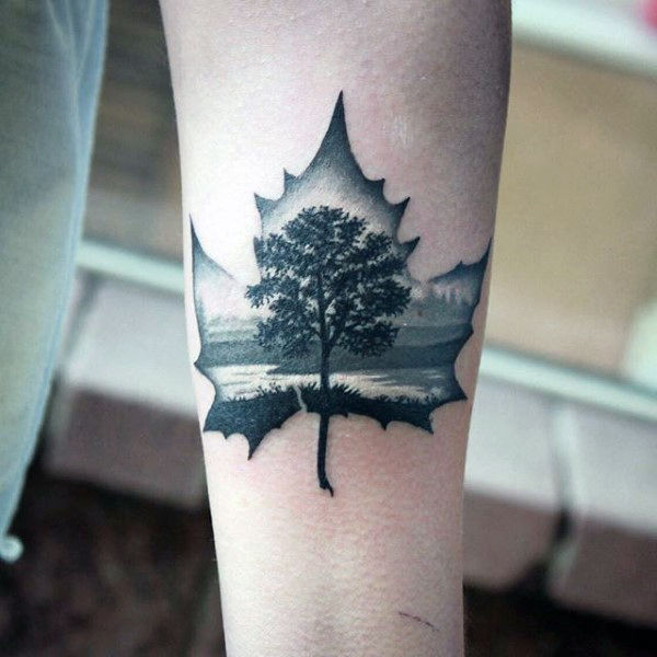 tatouage feuille 63