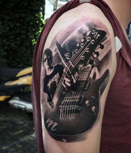tatouage guitare 45