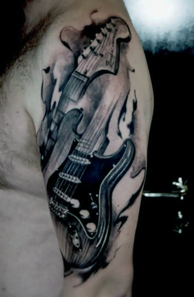 tatouage guitare 77