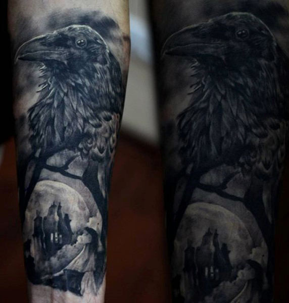 tatouage corbeau 266