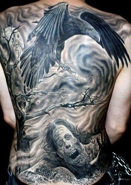 tatouage corbeau 306