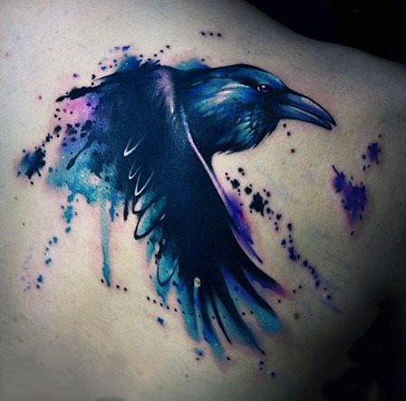 tatouage corbeau 346