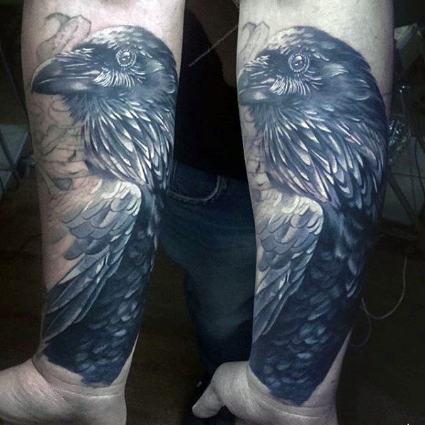 tatouage corbeau 374