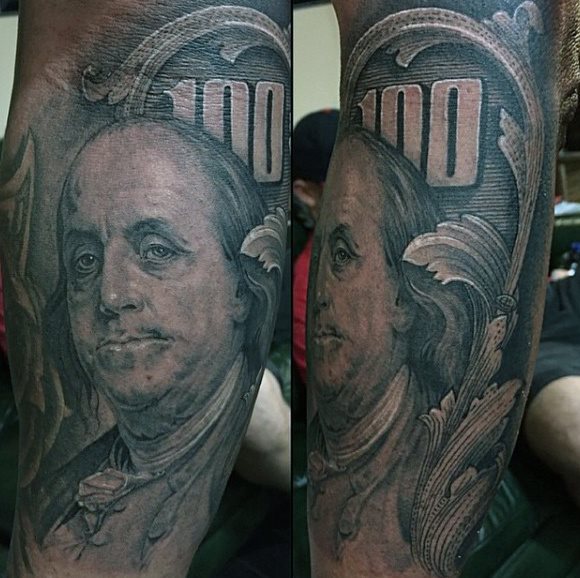 tatouage argent monnaie billet 40
