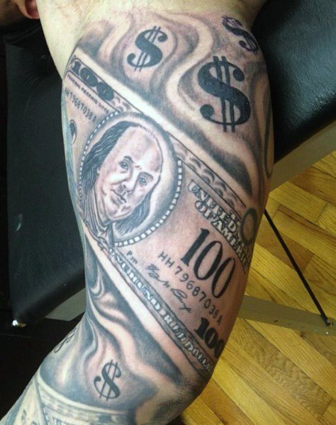 tatouage argent monnaie billet 91