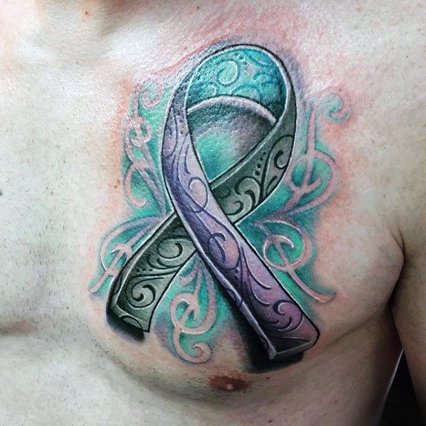tatouage ruban noeud cancer 114