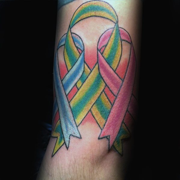 tatouage ruban noeud cancer 123