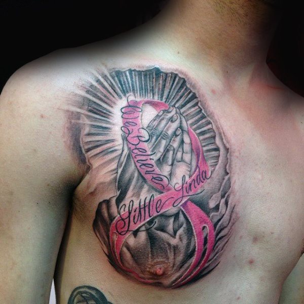 tatouage ruban noeud cancer 177