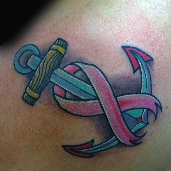 tatouage ruban noeud cancer 54