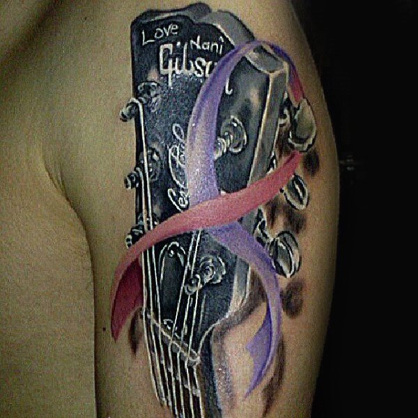 tatouage ruban noeud cancer 69