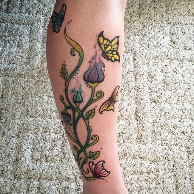 tatouage fleur grimpante 138