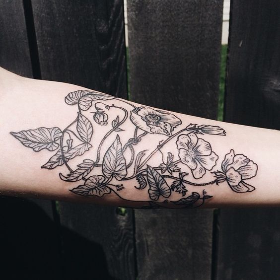 tatouage fleur grimpante 166