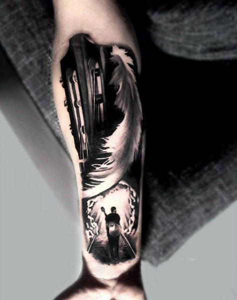 tatouage plume 454