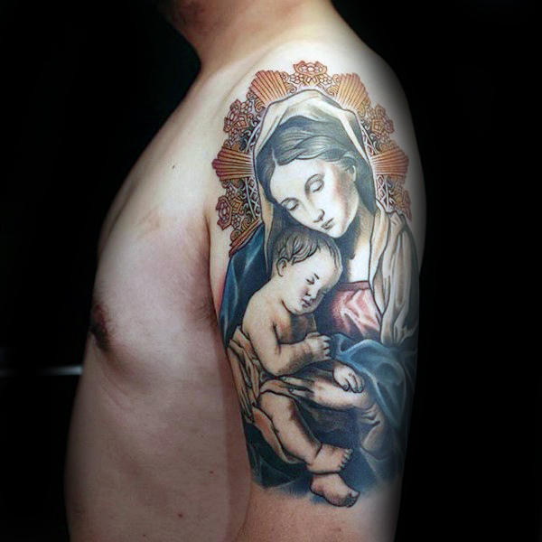 tatouage vierge marie 394