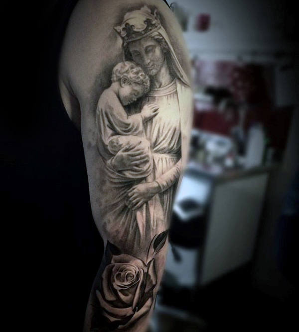 tatouage vierge marie 66