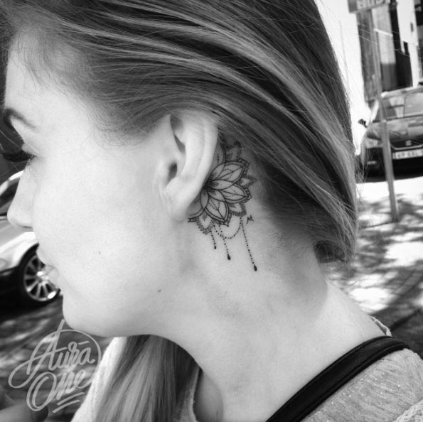 behind ear tattoo 457