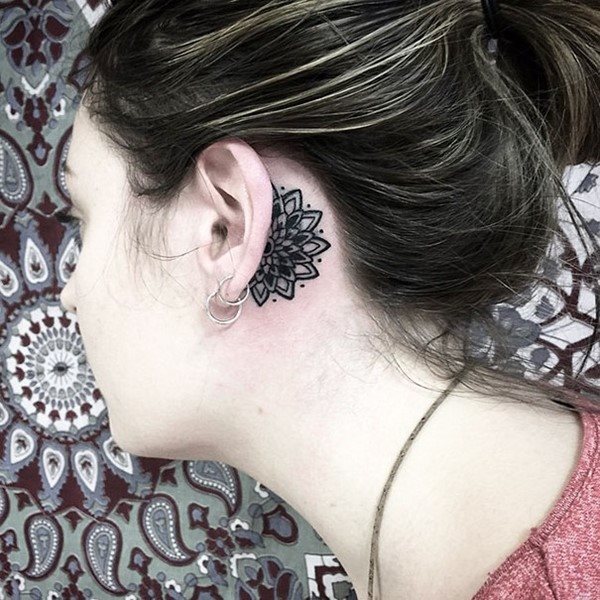 behind ear tattoo 473