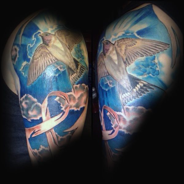 tatuaggio nastro contro cancro 84