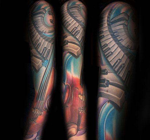 tatuaggio pianoforte tastiera 115