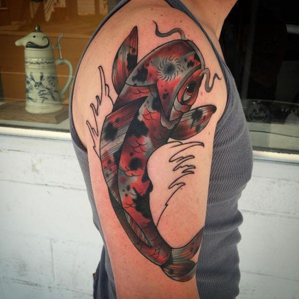 130 tatuaje cu pești Koi (cu semnificația lor)